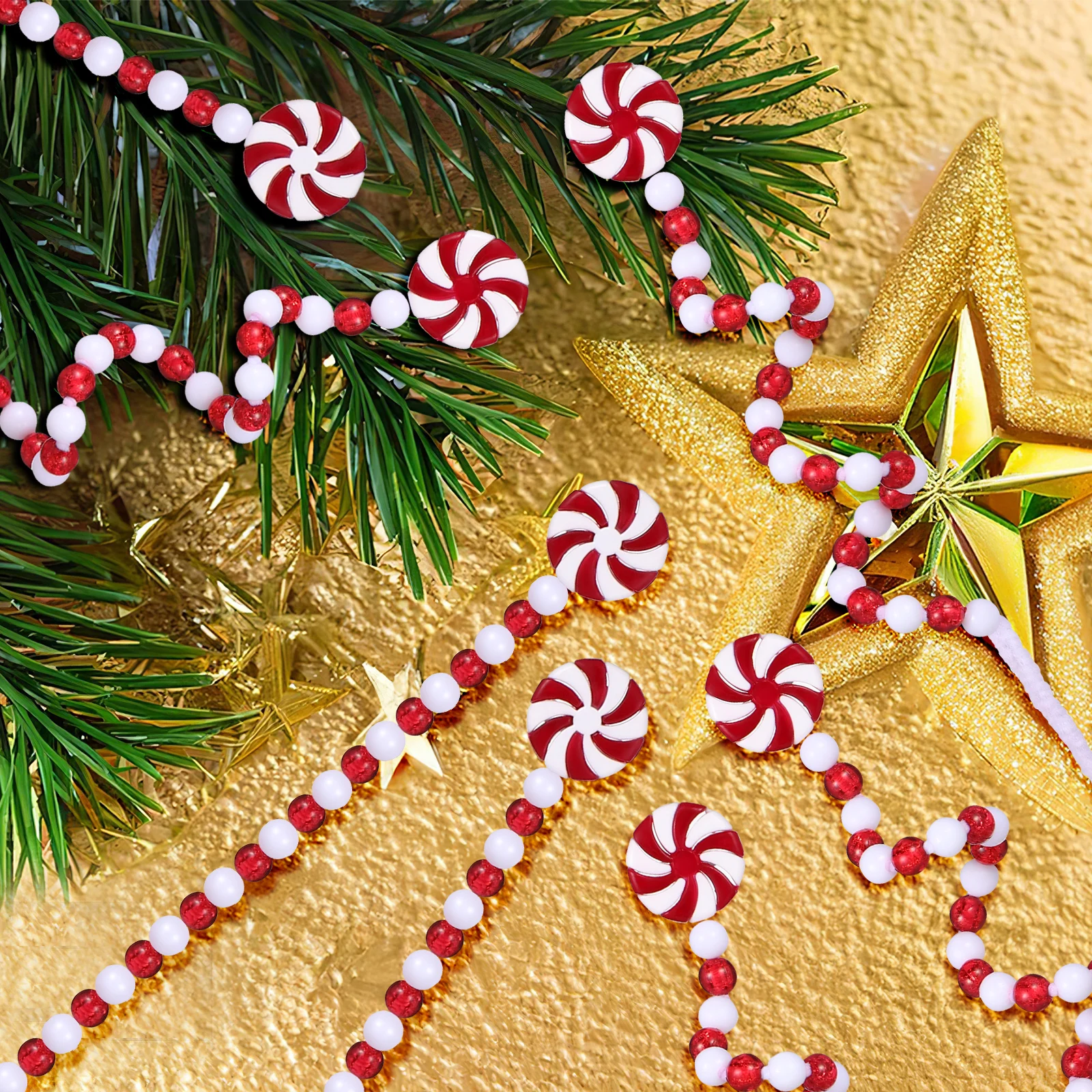 

25 Pcs Garland Candy Strip Plugin Christmas Decor Cane Ornaments Two-color Stems