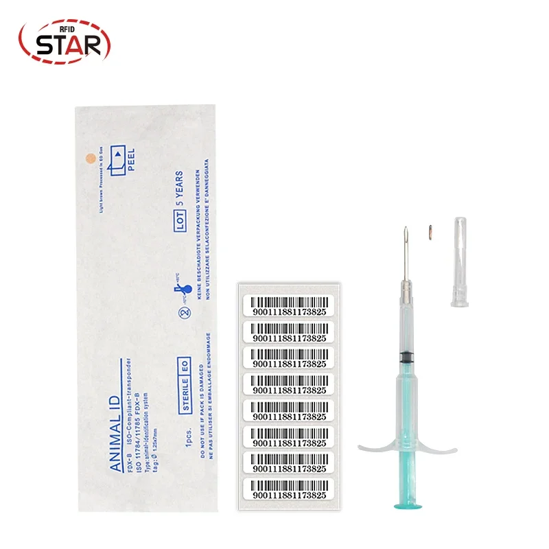 20pcs Fish Dog RFID Animal Id Pets Microchips Veterinary Syringe 1.25*7mm ISO11784/785 FDX-B 134.2KHz Syringe For Cat Dog,Snake