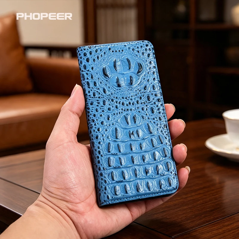 Luxury Genuine Leather Case for Oneplus 9 8 7 6 5 T R Pro 3D Crocodile Claw Flip Magnetic Phone Case