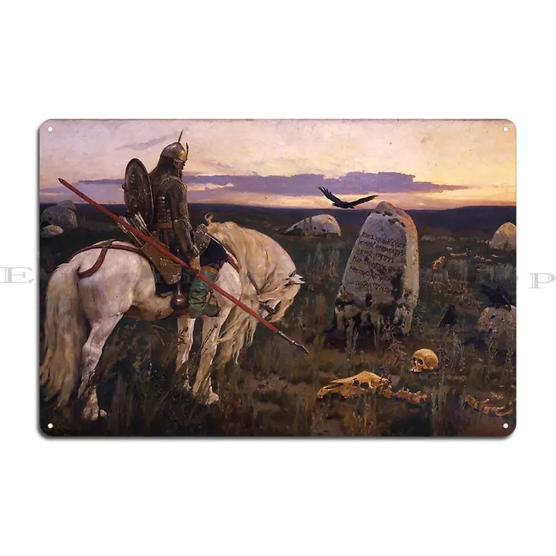 Knight At The Crossroads Victor Vasnetsov 1878 Metal Plaque Poster Classic Designing Wall Decor Designing Tin Sign Poster