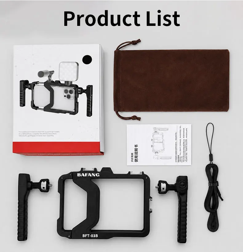 Universeller Smartphone-Videokäfig mit Griffen, 67mm Filteradapter-Rig mit Black Mist für iPhone 17 16 Pro Max Samsung S26 – Detail 18