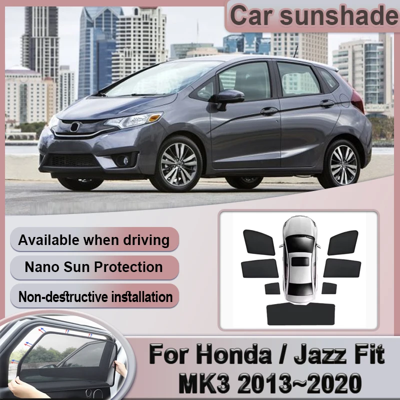 

Car Mesh Visor For Honda Jazz Fit MK3 2013~2020 2014 2017 2019 Window Magnetic Sunshades Privacy Curtains Shade Auto Accessories