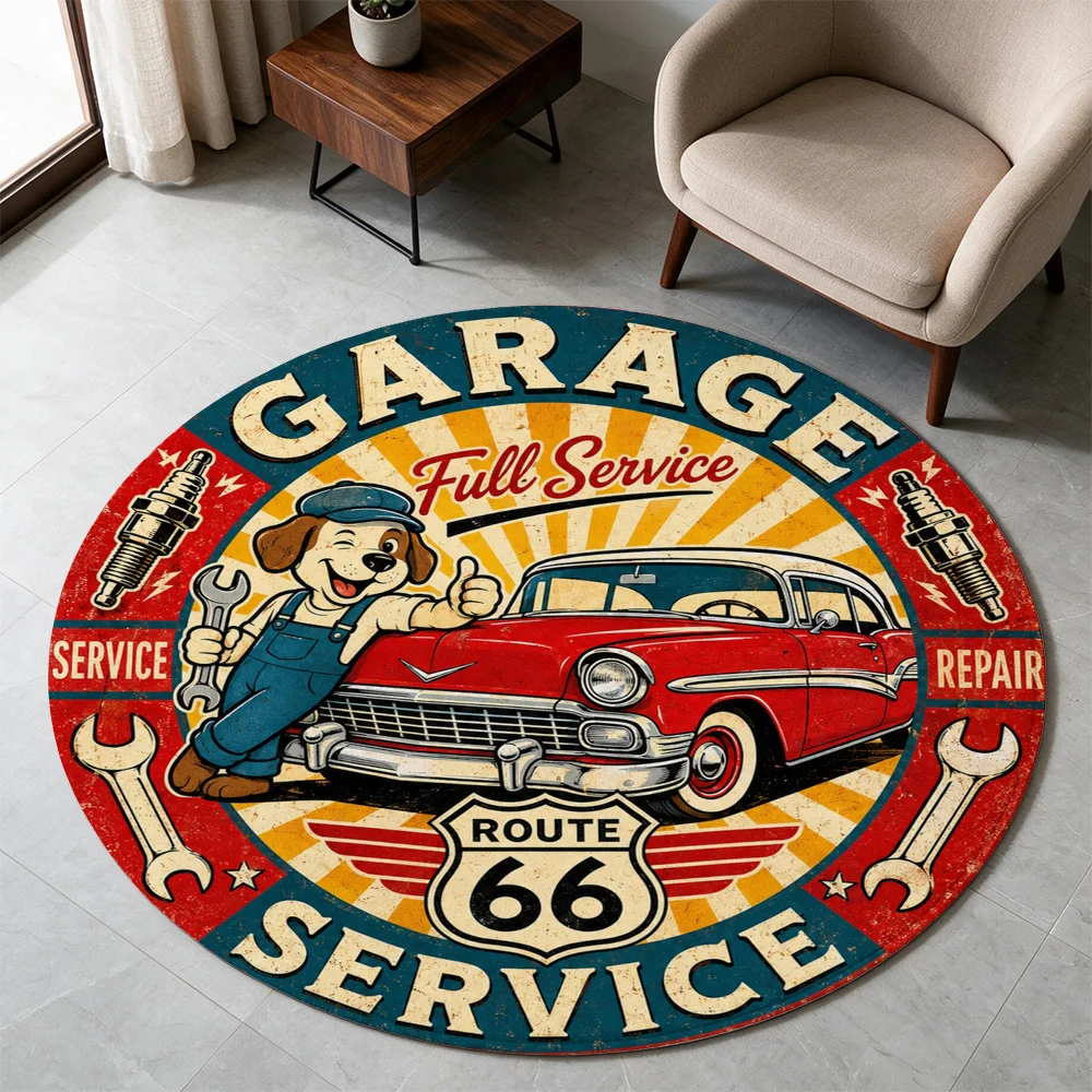 Vintage Route 66 Garage Full Service Car Repair Dog Mat Doormat Retro Americana Style Welcome Mat
