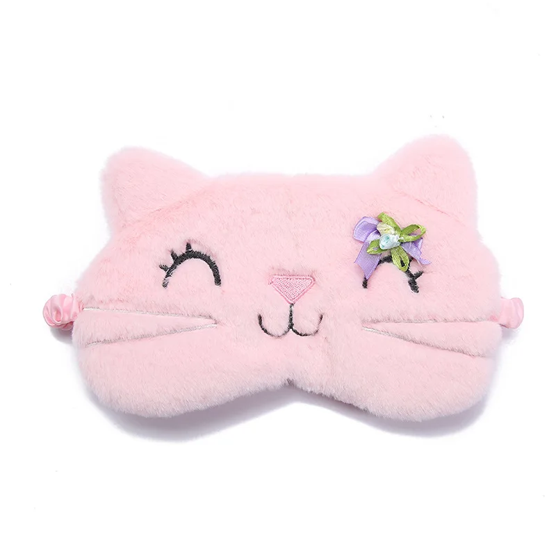 Cute Plush Cat Bow knot Sleeping Eye Mask for Adult Children Night Lightproof Eye Covers Travel and Soft Eye Patches to Rest