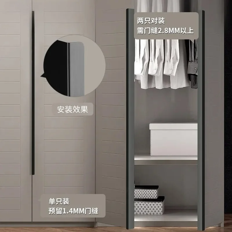 Modern Simple Invisible Drawer Handle No Punching Black Gold Light Luxury Cabinet Wardrobe Extended Door Pull