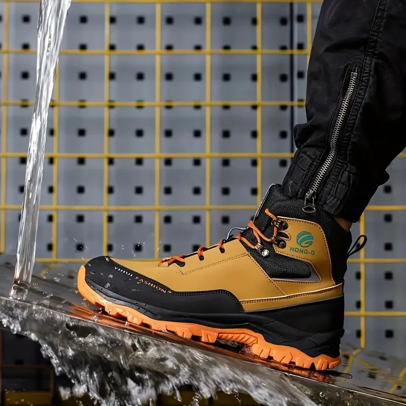 Waterproof Safety Boots Men Steel Toe Work Boots Anti-smash Stab-resistant Indestructible Protective Shoes Comfortable Mens Boot