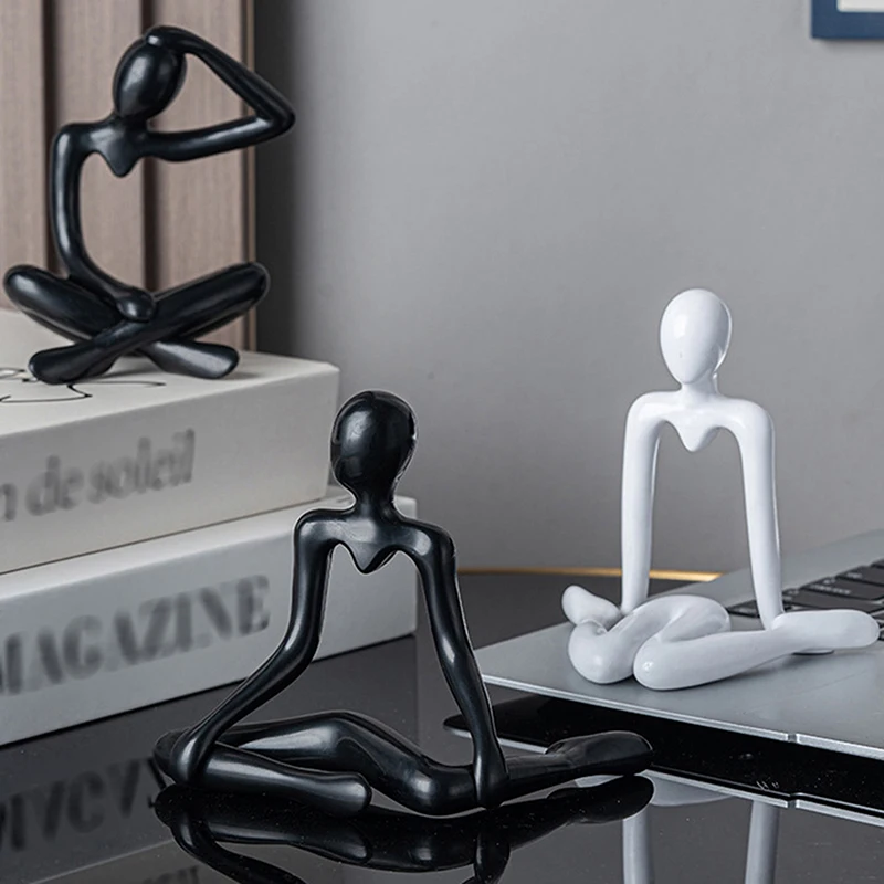 Estatuilla de Yoga abstracta hecha a mano, escultura de plástico, decoración del hogar, Interior, oficina, adornos de escritorio