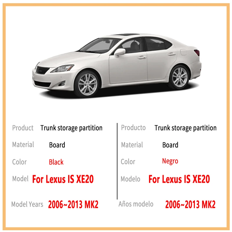 For Lexus IS 2006~2013 2012 XE20 MK2 Multifunction Trunk Storage Partition Storage Auto Interior Parts Organizer Car Accessories