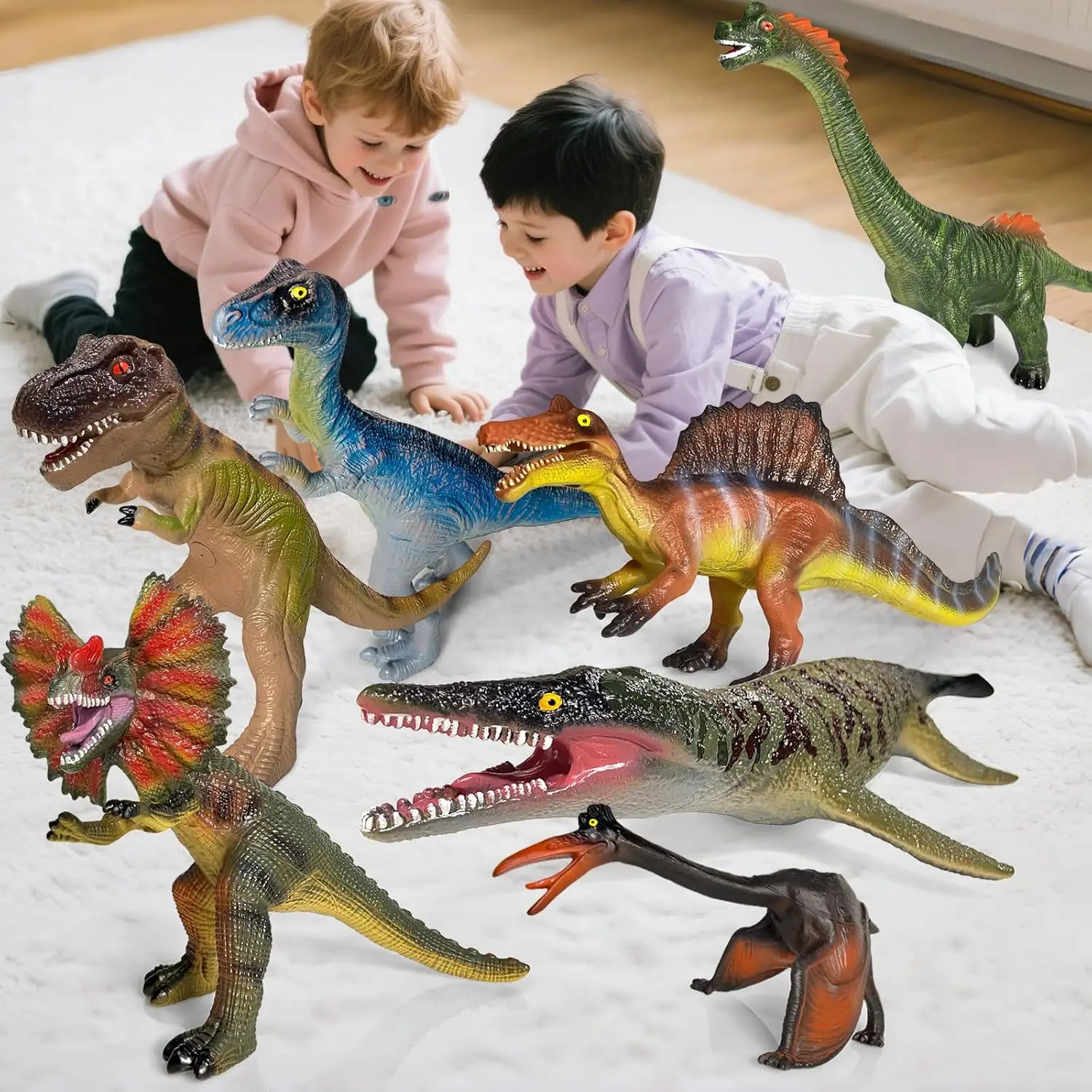 7 Pcs Dinosaur Toys for Kids, Realistic Dinosaur Figures Soft Dino Toy for Boys & Girls , Animal Dino Toys ,Great Birthday Gifts