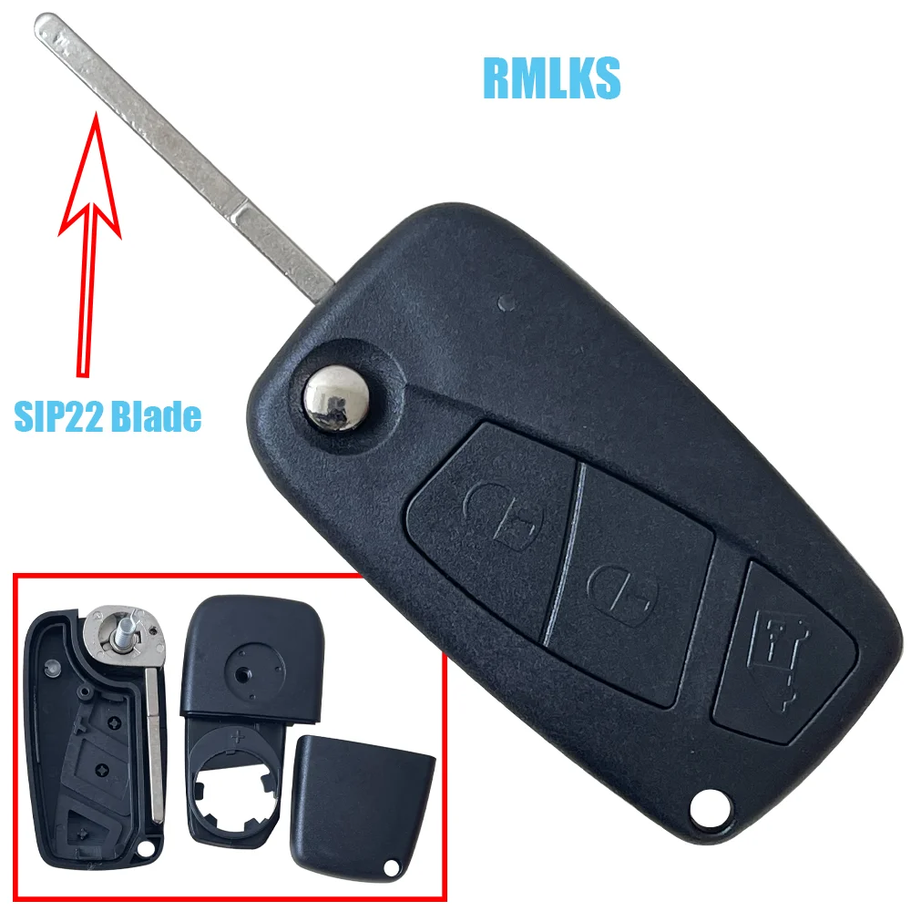 For FIAT Punto Ducato Stilo Panda 2 3 Buttons Replacement Flip Folding Remote Car Key Shell Case Cover SIP22 Blade