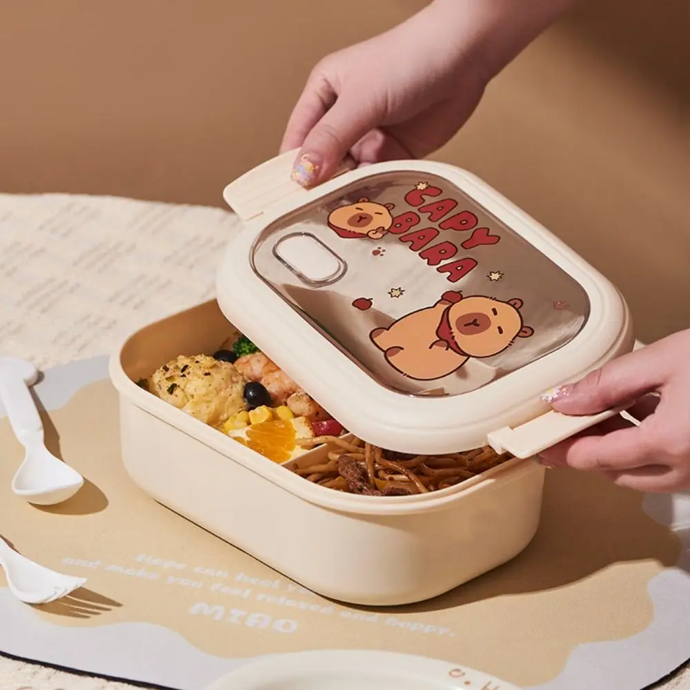 New Capybara Lunch Box Grid Leak Proof Meal Boxes Portable 1320ml Large Capacity Food Storage Box for Outdoor Picnic School - Detail 1