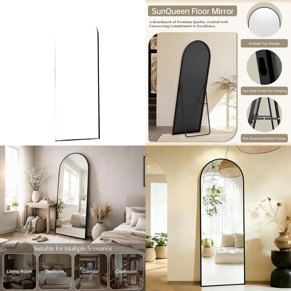 

Арочное зеркало в полный рост на подставке для спальни, гостиной или гардеробной, черное