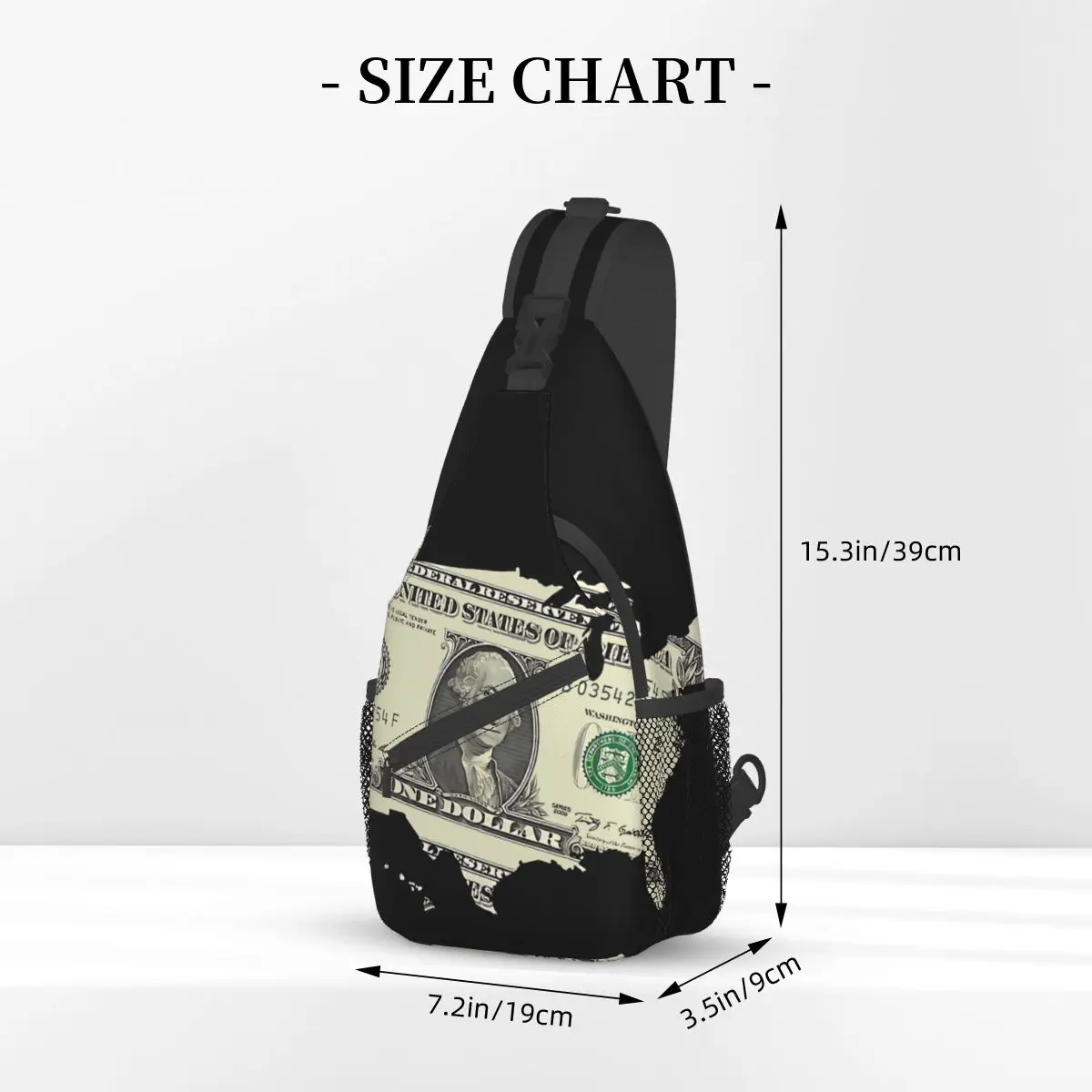 One Dollar Bill Art Map Crossbody Chest Bags Money Pockets Travel Pack Messenger Sports Teens Shoulder Bag Unisex