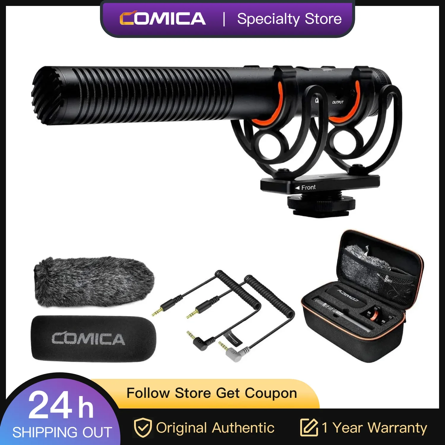 Shotgun Microphone, Comica CVM-VM20 Professional Super Cardioid Microphone with Shock Mount, Camera Microphone For Video Record