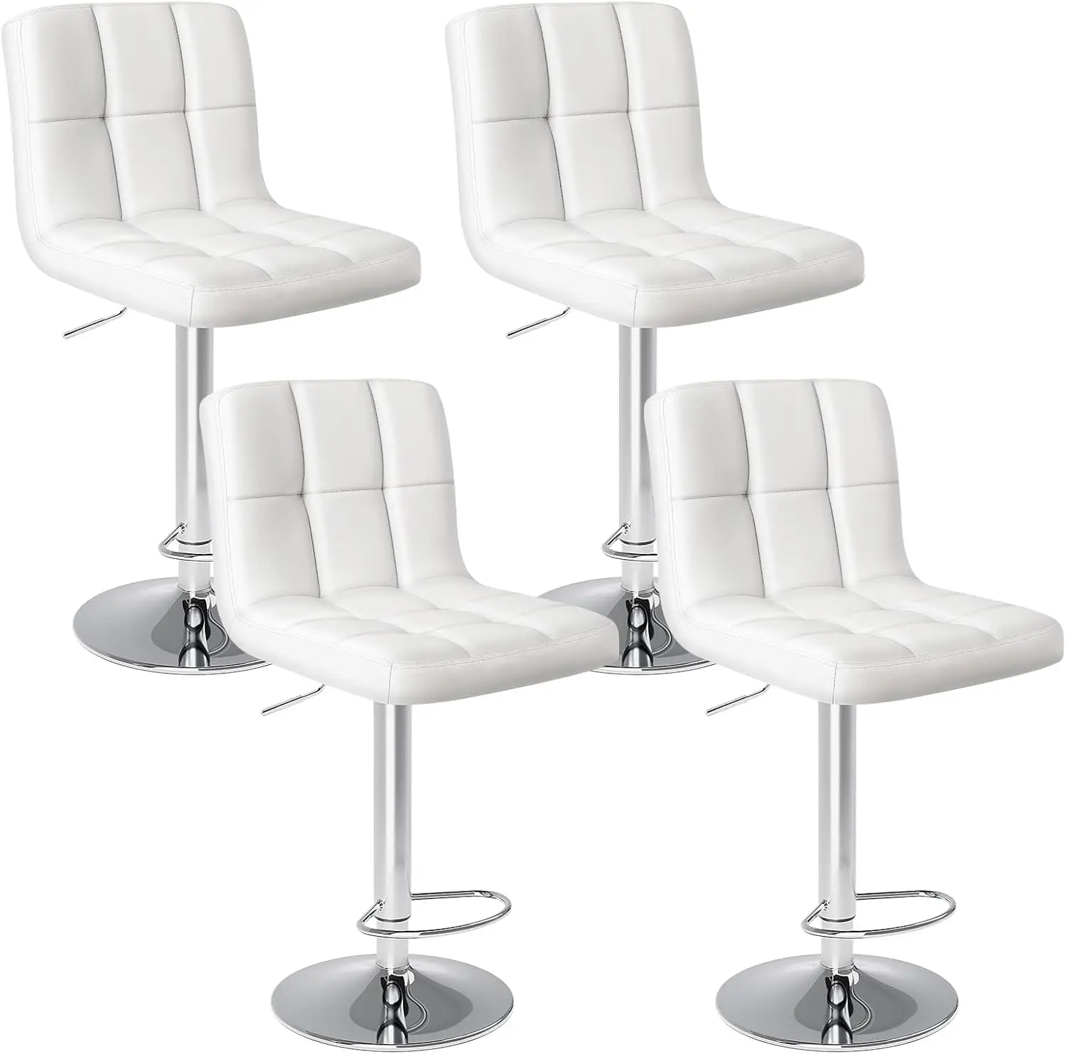 

Bar Stools Set of 4, Armless PU Leather Adjustable Swivel Barstools, Hydraulic Kitchen Counter Height Thickened Seat Cushion
