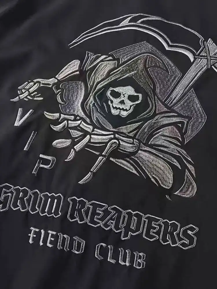 Jaqueta bomber God Of Death com bolso no peito masculina punk hip hop tático preto jaquetas do time do colégio casacos