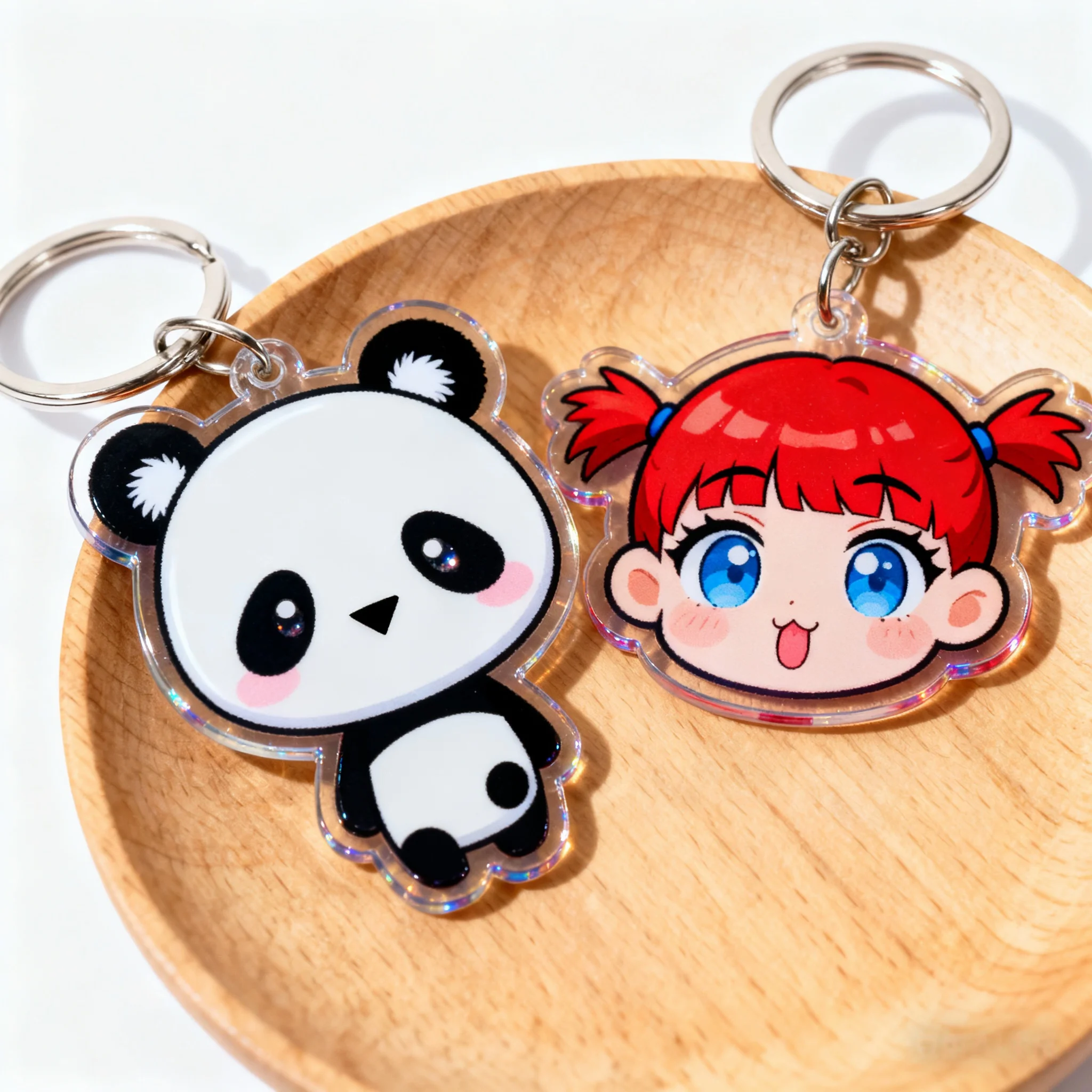 Custom Holography Photos Key Chain Acrylic Fashion Anime Figures Hologram Standee Lovely Pet Holographic Keyring Desk Standing