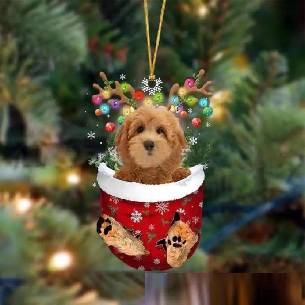 Handcrafted Dog Christmas Ornament Festive Colorful Merry Christmas Puppy  Statue Charming  For Home Party Decor New Year 2025