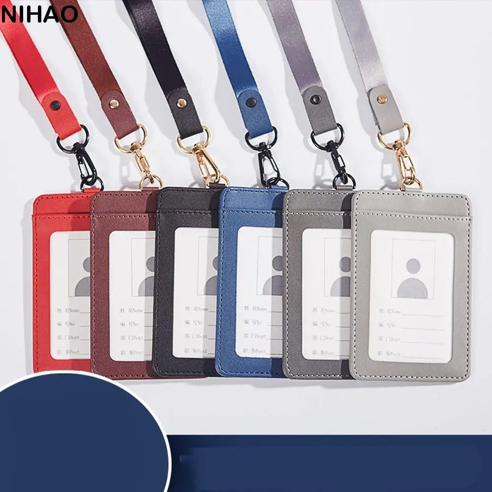 

Прочный модный рабочий держатель для карт, воротник, держатели для кредитных карт, искусственная кожа с шейным ремешком, женский ремешок