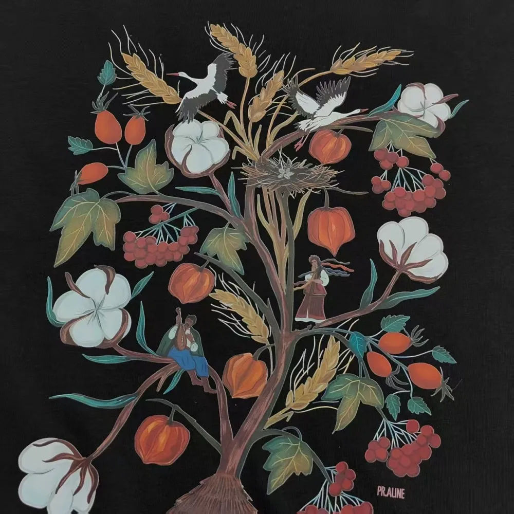 Unisex Vintage Floral Shirt Graphic Tee with Ukrainian Embroidery Pattern Aesthetic Vyshyvanka-Inspired Tops High Quality Cotton view 3