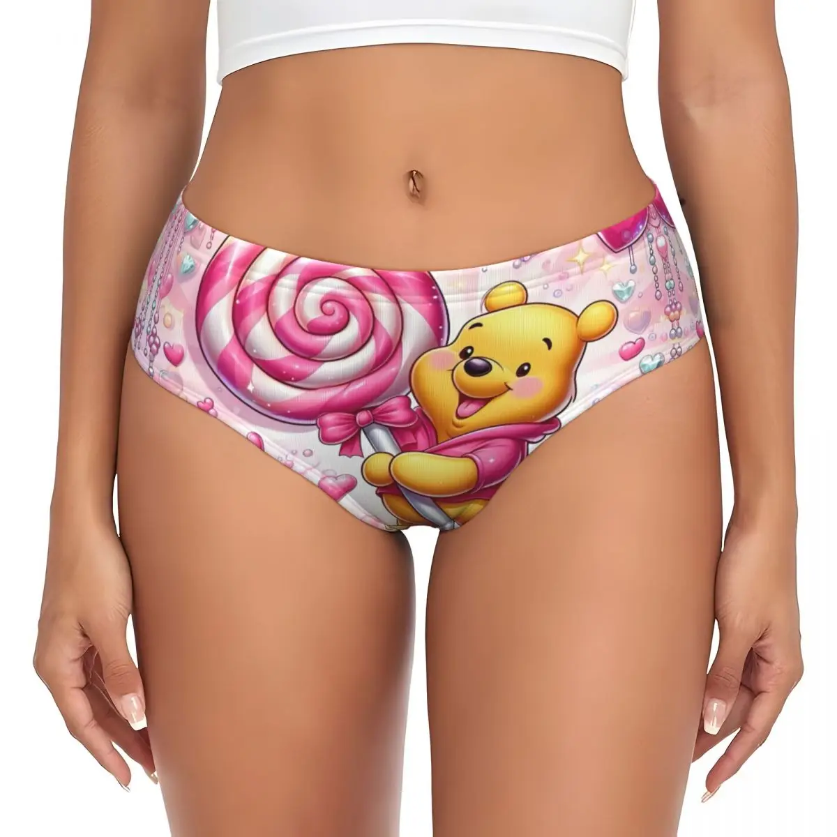 

Женские короткие трусики с рисунком Винни-Пуха на заказ, женское мягкое нижнее белье Kawaii в стиле аниме, трусы