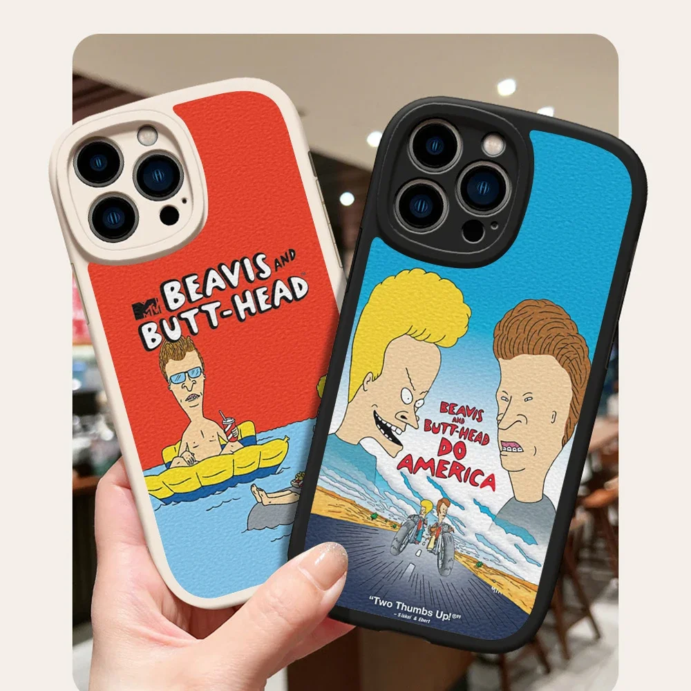 For Iphone Beavis And Butthead Phone Case for Iphone 15 13 12 11 14 Pro MAX 13 MiNi 7 8 14 plus 15 XR Lambskin Protective Covers