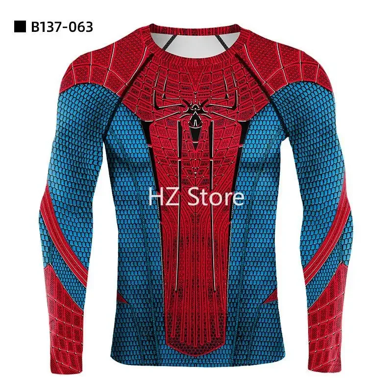 Marvel Spider-Man No Way Home Halloween Cos Suit Sports Fitness Suit T-shirt Quick Dry Round Neck Long Sleeve Tight Top Gift