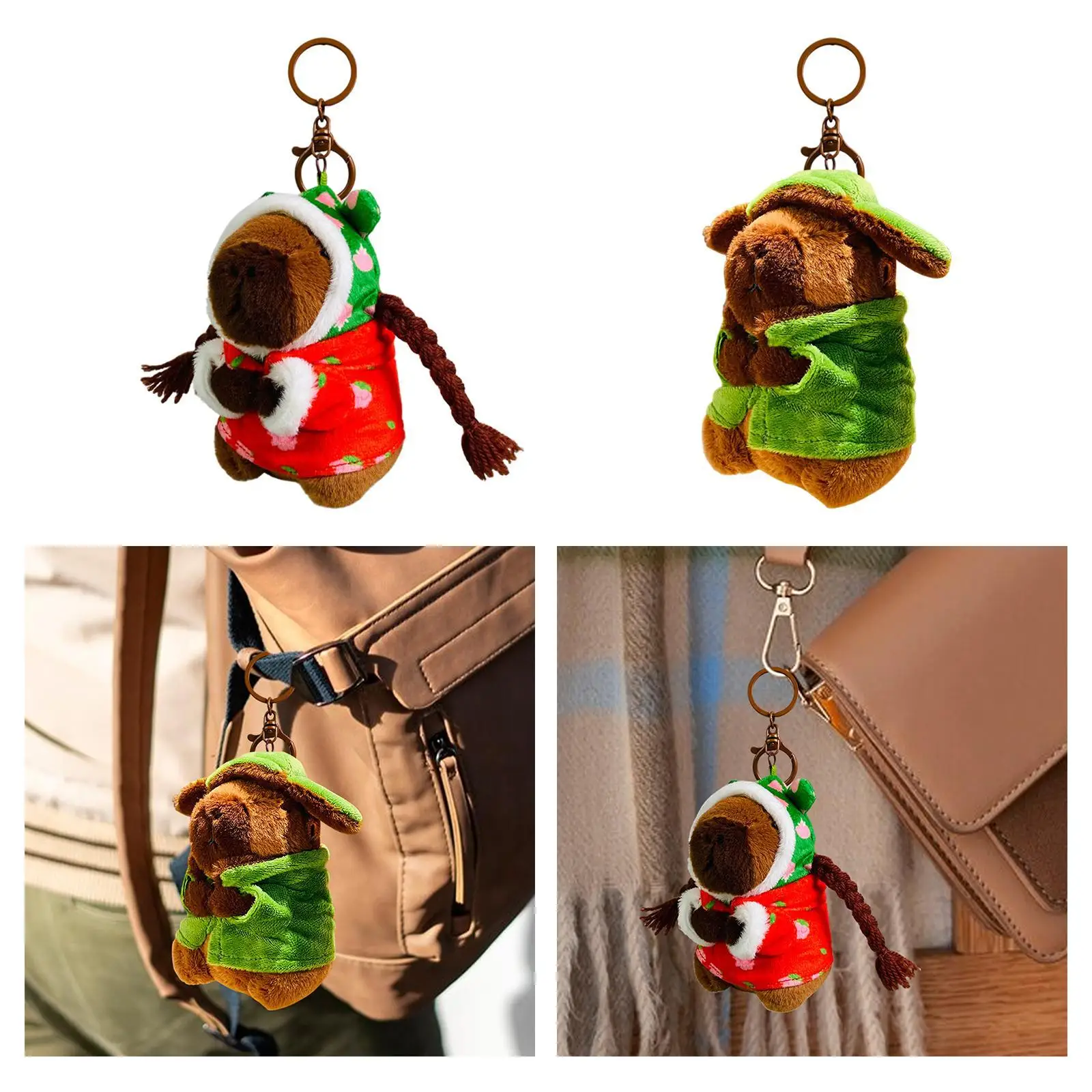 Capybara Keychain Capybara Pendant Ornament Soft Cute Gift Bag Hanging Decor Cute Animal Plush Doll for Family Kids Adults Women