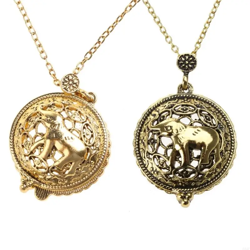 

652F Magnifier Necklace Magnifying Glass Sliding Vintage Pendant Necklace Portable Birthday Present for Parents Grandmother