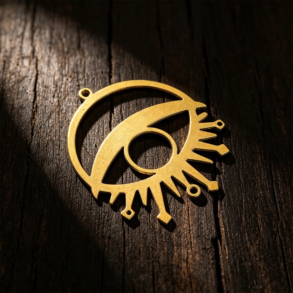 Mystical Brass Hollow Evil Eye Charm Pendant with Multi Loops for DIY Jewelry Making Suncatcher Home Decor Ornament Gift