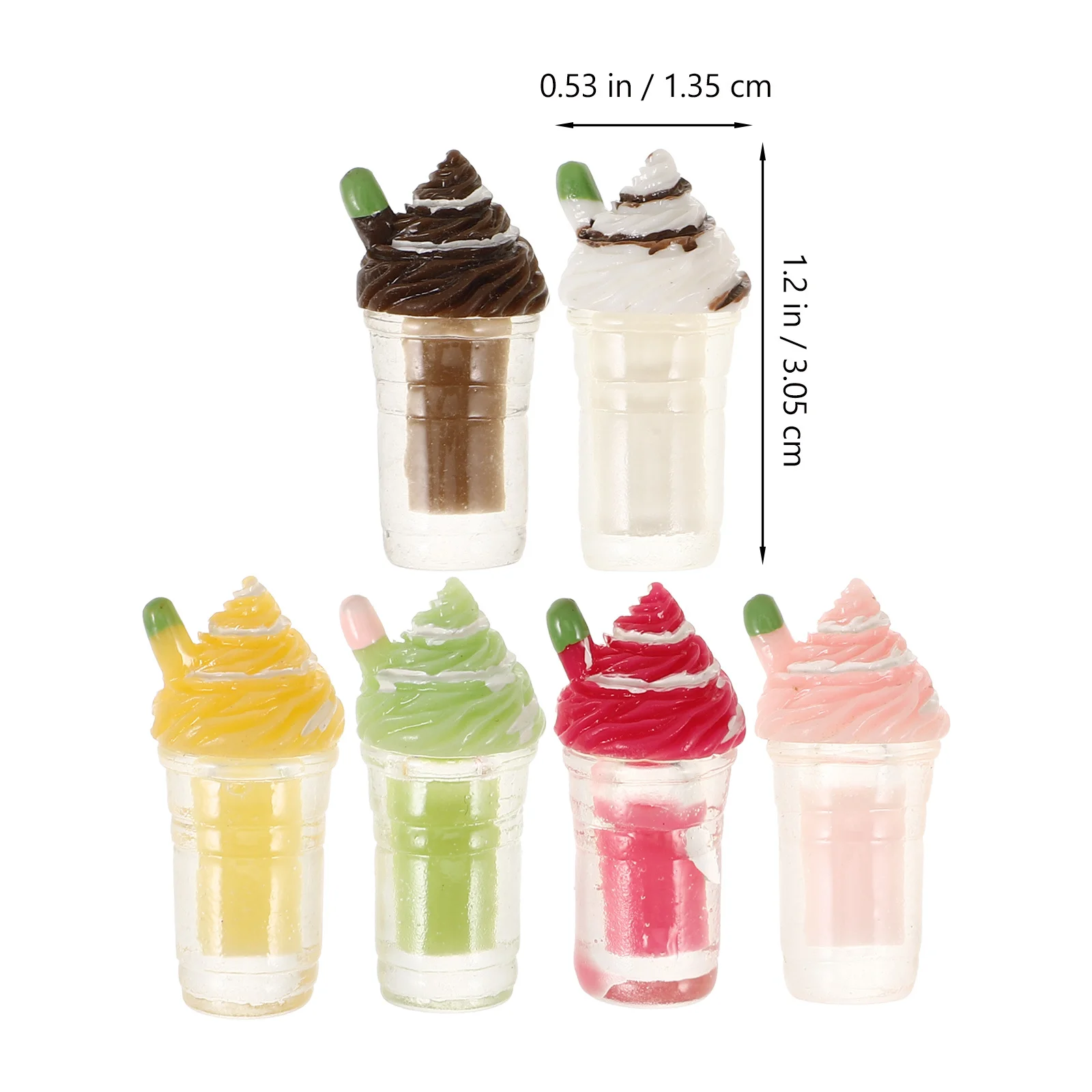 โมเดลเครื่องดื่มจิ๋วพลาสติก 6 ชิ้น ของตกแต่งรูปเครื่องดื่มปลอม คละสี ของตกแต่งบ้านจิ๋ว ของตกแต่งโต๊ะทำงาน ของเล่นเสริมสร้างจินตนาการ