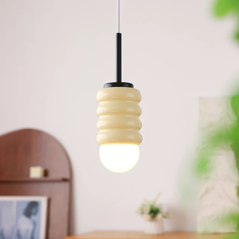 SANDYHA Modern Cream Pendant Lights Nordic Bedroom Living Room Bedside Lamp Designer Lighting Fixtures Creative Home Decor