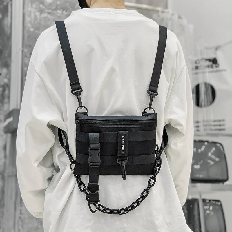 Functional Tactical Chest Rig Bag Unisex street Hip Hop Vest Streetwear Bag Waist Pack Woman Black Wild Chest Bag Trend backpack