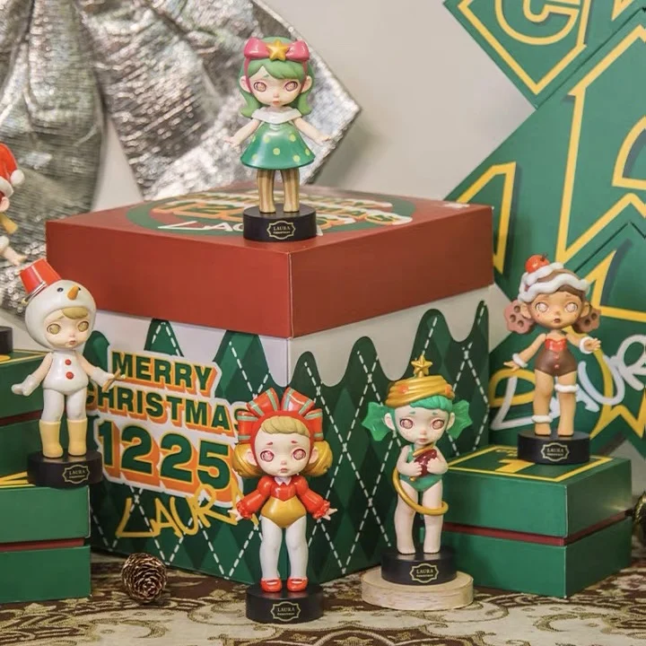 Genuíno laura série de natal edição limitada caixa cega figuras de ação boneca de fadas brinquedos coletar modelo caixa mistério crianças presente natal