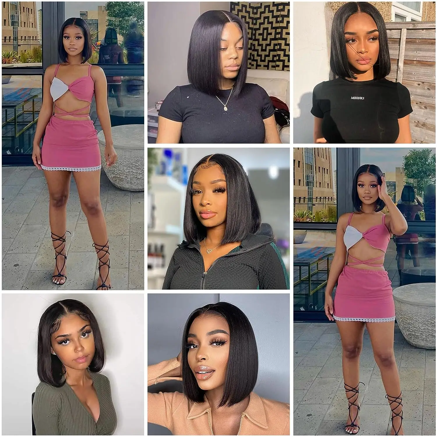 5*1 Bob Straight Pre Plucked Human Hair Wigs Wear and Go Glueless Wigs Ready to Go Brazilian Human Hair Wig Sale HD Lace Wig