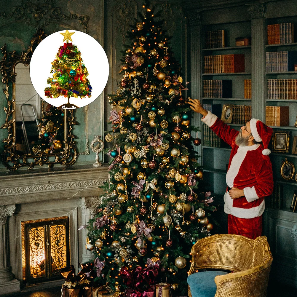 

1pc Christmas Tree Decor Mini Desktop Xmas Ornament Lighted Festive Party Home Decoration Festival Gift No