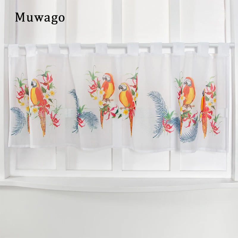 Muwago Short Tulle in Kitchen Nature-Loving Style Curtains for Living Room Door Cafe Window Drapes