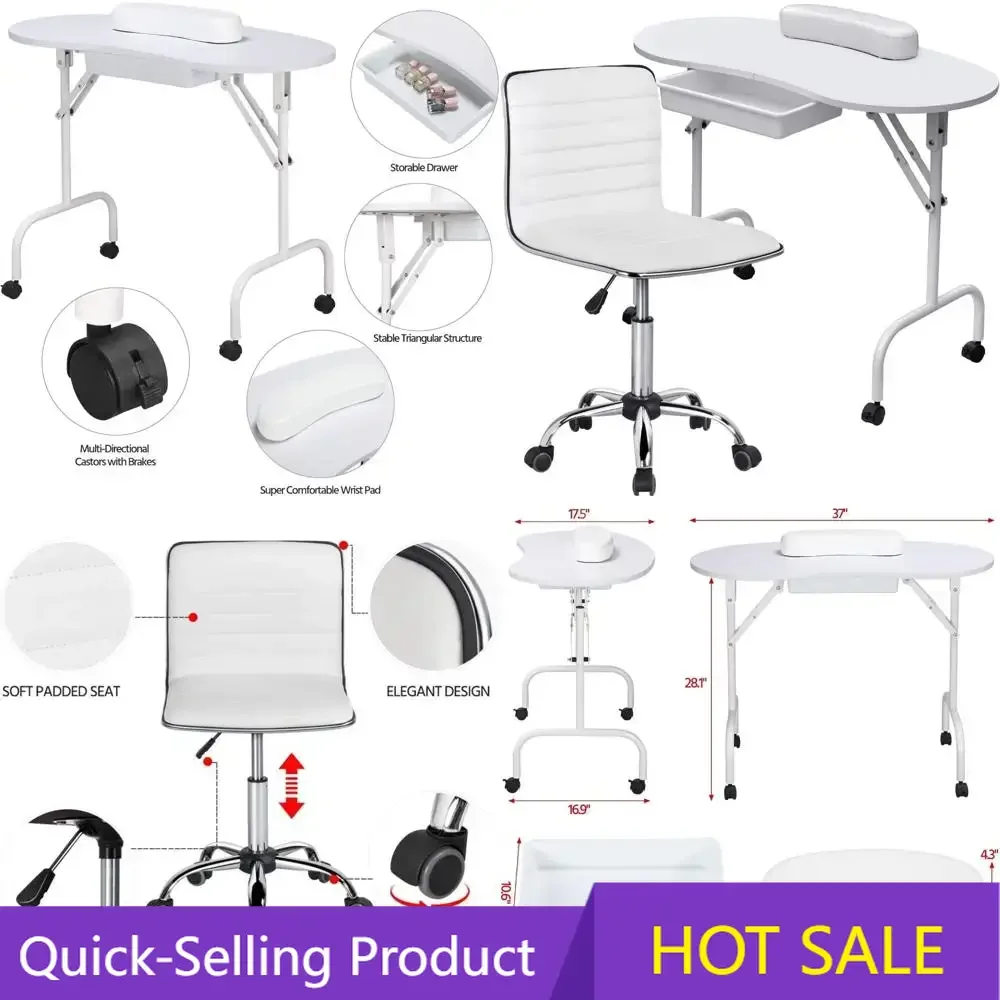 

Горячая распродажа: портативная складная станция для маникюра 37 дюймов с передвижным кейсом для салонов и регулируемыми подлокотниками.