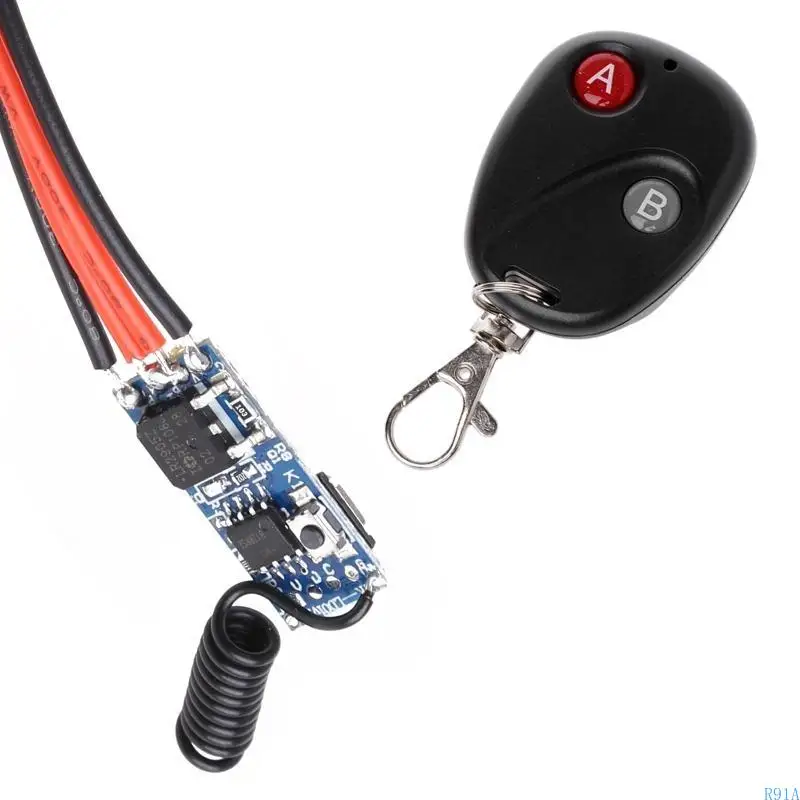 R91A DC3V 3.7V 5V 6V 7V 9V 12V 무선 원격 제어 스위치 2 버튼 수신기