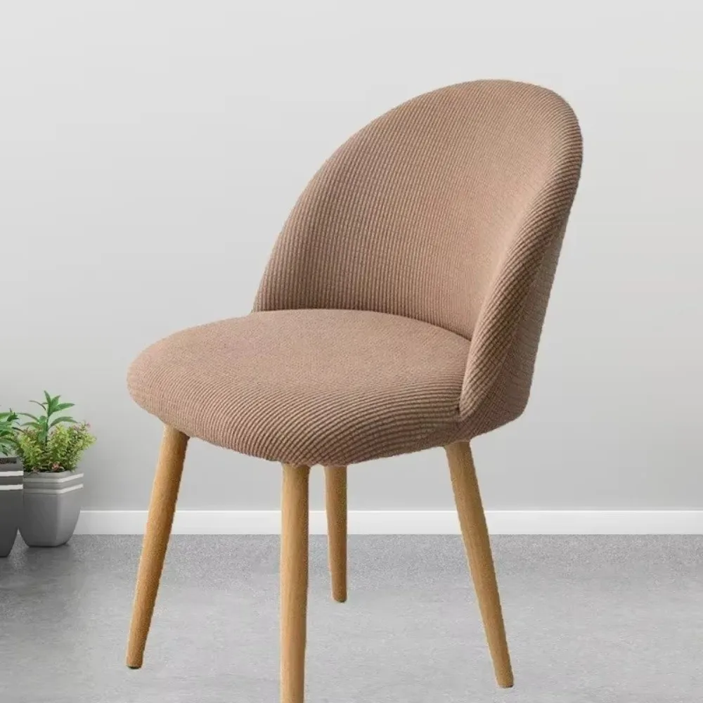 High-elastic Low Back Duckbill Dining Chair Cover Curved Jacquard Stool Slipcover Anti-slip Dust-proof Backrest Protector