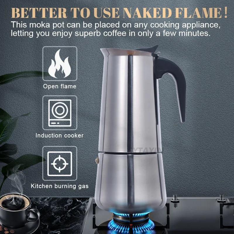 Stainless Steel Coffee Maker Coffee Pot Coffee Makers Espresso Coffee Pots Espresso Moka Pots Durable Moka Cafeteira Percolator