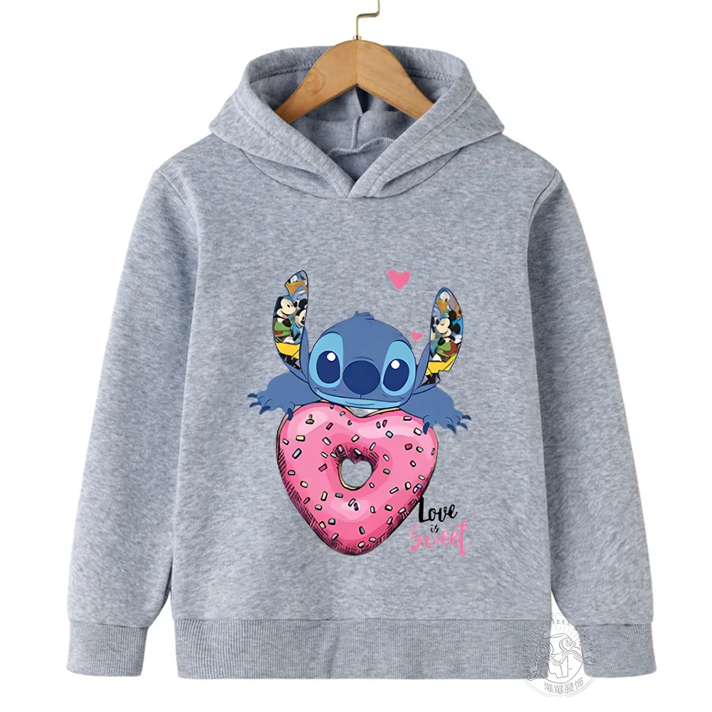 Sudadera con capucha Love Sweet Stitch para mujer, jersey bonito a la moda, suéter informal de calle Unisex con estampado de dibujos animados de Manga de Anime