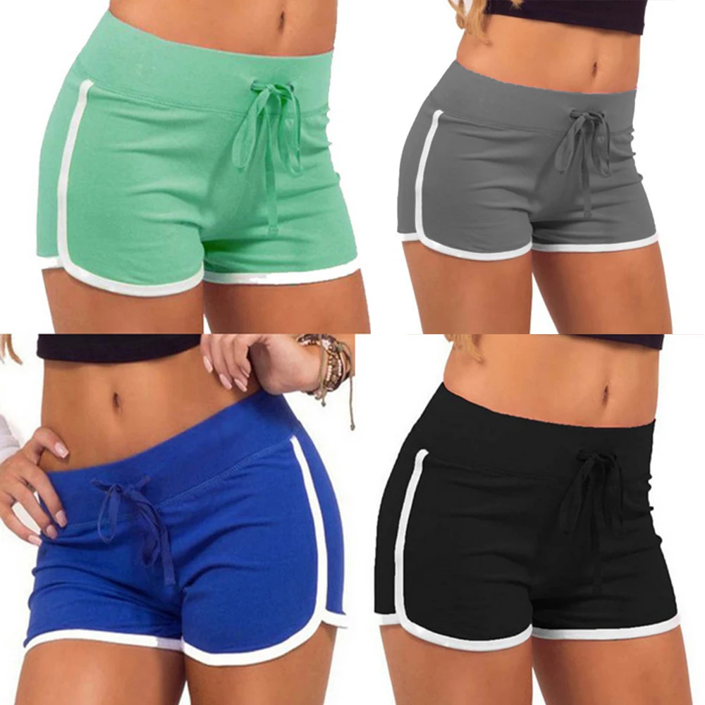 Sportshorts met hoge taille voor dames - Polyester Yoga Gym Hardlopen Lounge Zomer Strand Rekbaar Comfort Pasvorm S-XL Maattabel inbegrepen