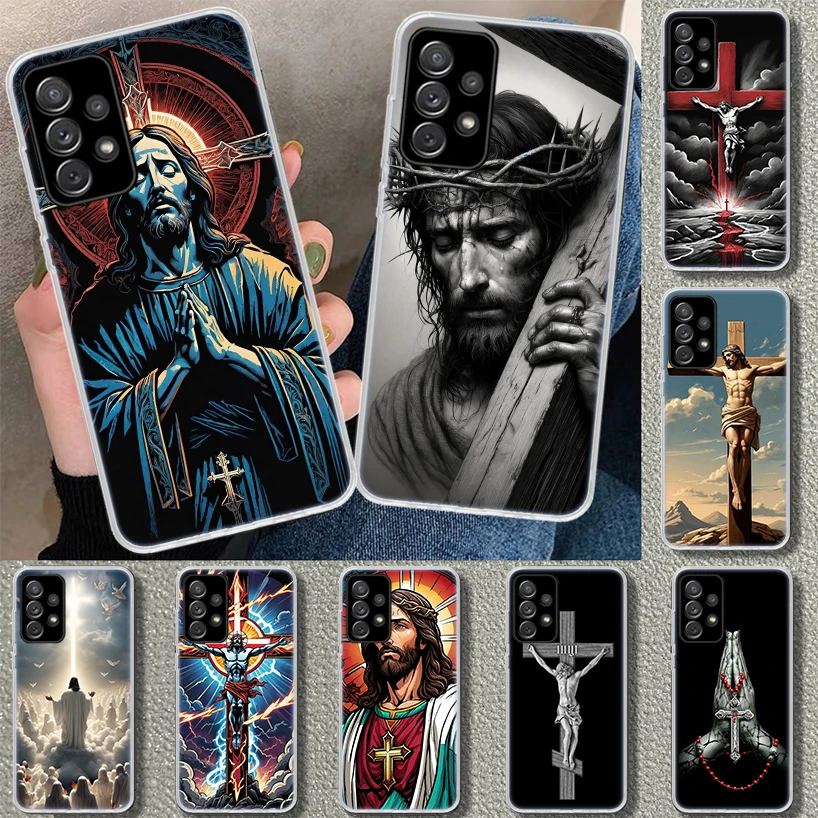 Christian Cross Design Phone Case for Samsung Galaxy A15 A25 A35 A55 A14 A24 A34 A54 A04S A13 A23 A33 A53 A03S A52 A12 A22 A32 A