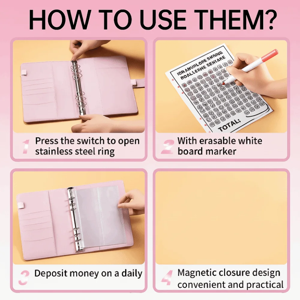 بو الجلود توفير المال الموثق الألوان المبهرة دائم 100 مغلفات التحدي دفتر فضفاضة ورقة الموثق المال المنظم #4