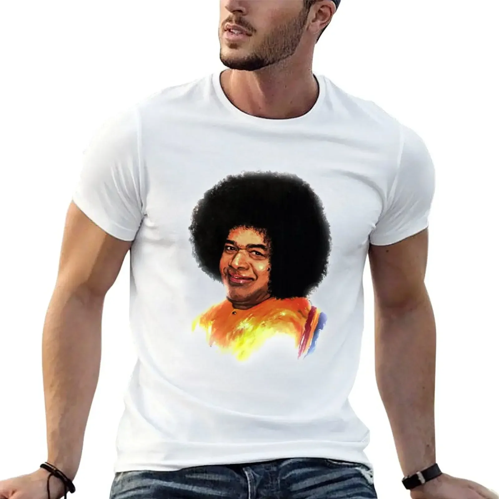 

Sathya Sai Painting T-Shirt plus size tops cotton graphic tees vintage anime shirt anime t shirts workout shirts for men