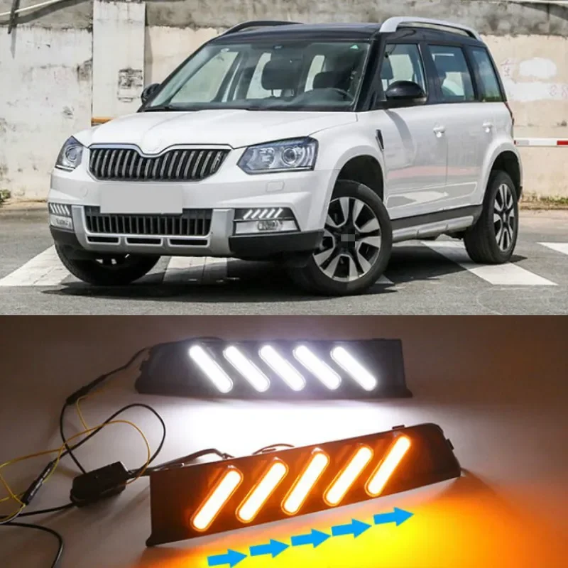 2Pcs LED Daytime Running Turning Signal Light DRL Fog Lamp Brake light Lamp For Skoda Yeti 2014-2017