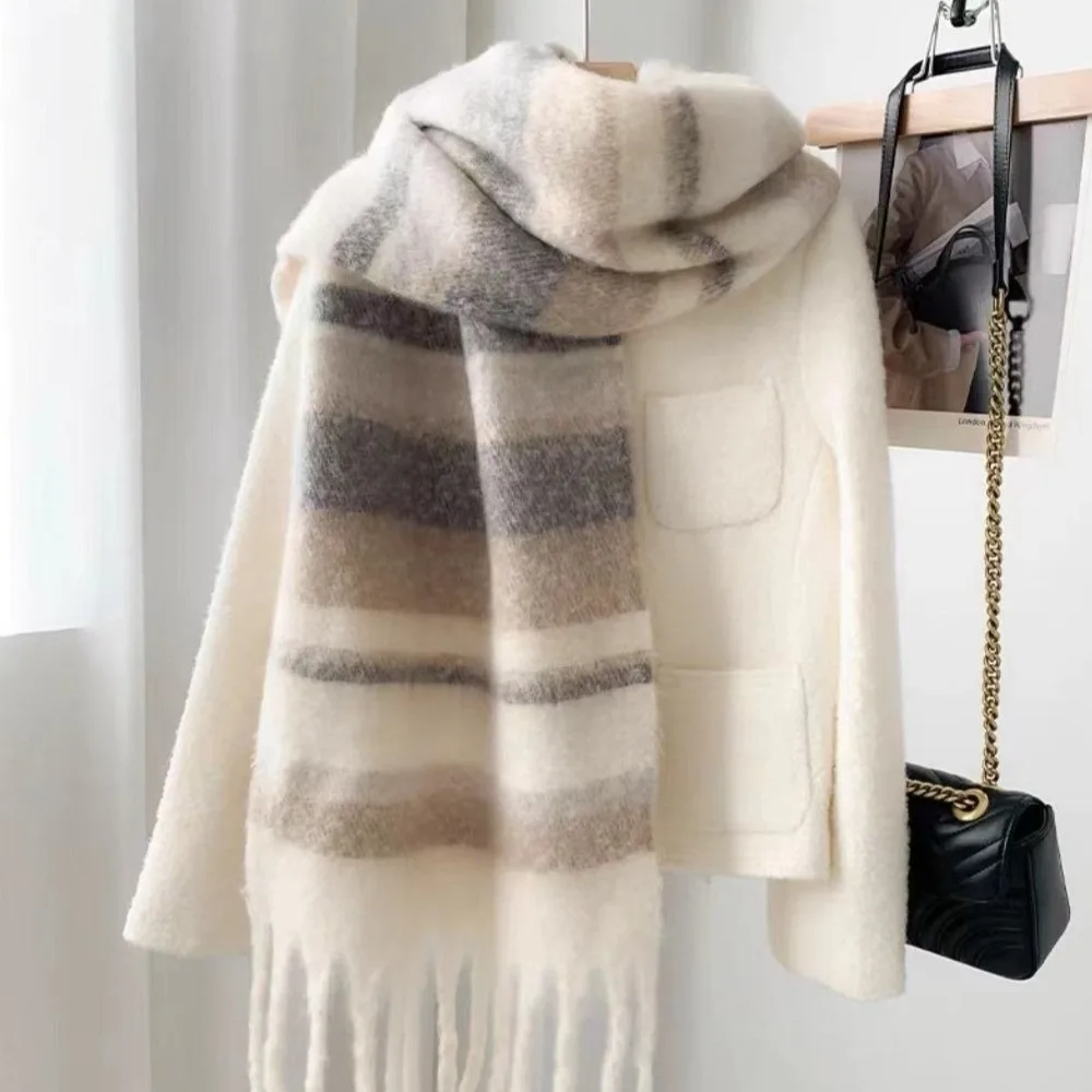 

New Warm Scarf Mohair Soft Shawl Wrap Windproof Coldproof Long Tassel Scarves Outdoor Sports