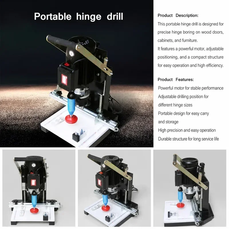 2840r/min Woodworking Cabinet Furniture Plate Drill Hole Punching Machine Portable Hinge Drilling Tool 220V 1100W