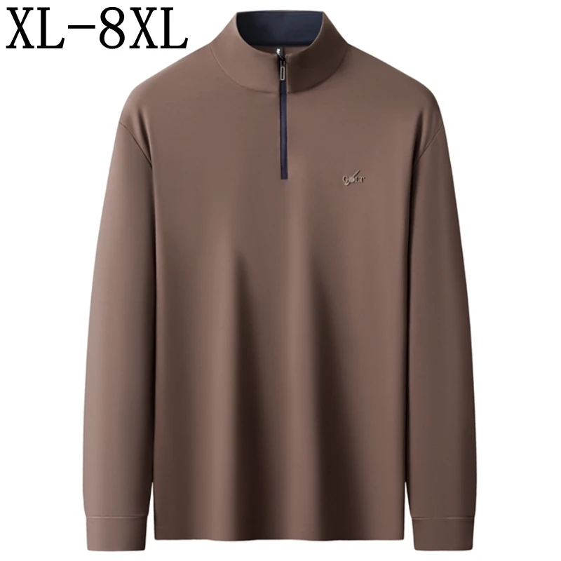 

8XL 7XL 6XL 2025 Новая осенняя элитная роскошная рубашка поло Мужские топы Модные мужские рубашки с вышивкой Свободные футболки на молнии с лацканами Homme